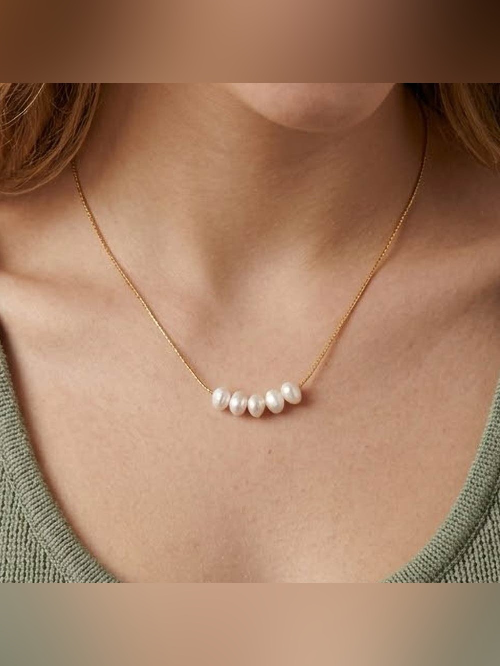 14K Gold Dipped Genuine Pearl Beaded Necklace - Picture 1 of 4